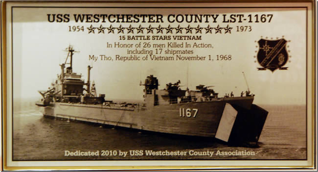 Plaque dedicated at the 2010 LST 1167 Associattion Reunion